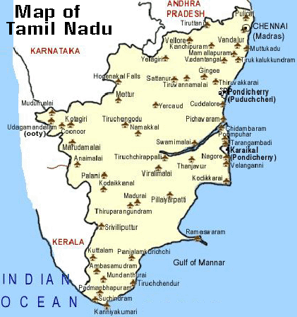 Map of Tamil Nadu